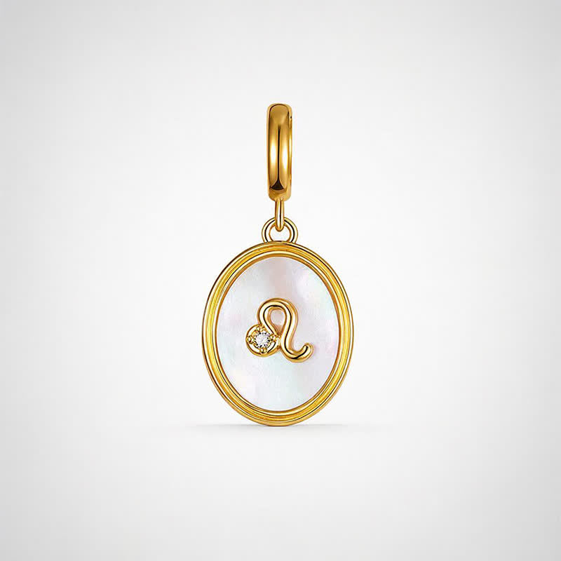 TaleClasp Leo White Shell Gold Pendant Charm - Golden - image 0