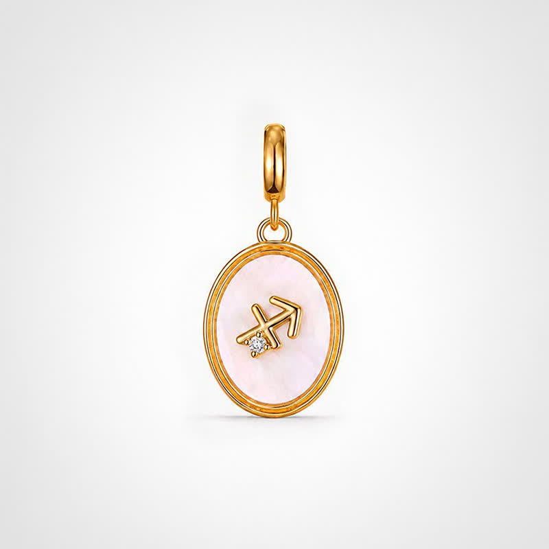 TaleClasp Sagittarius White Shell Gold Pendant Charm - Golden - image 0