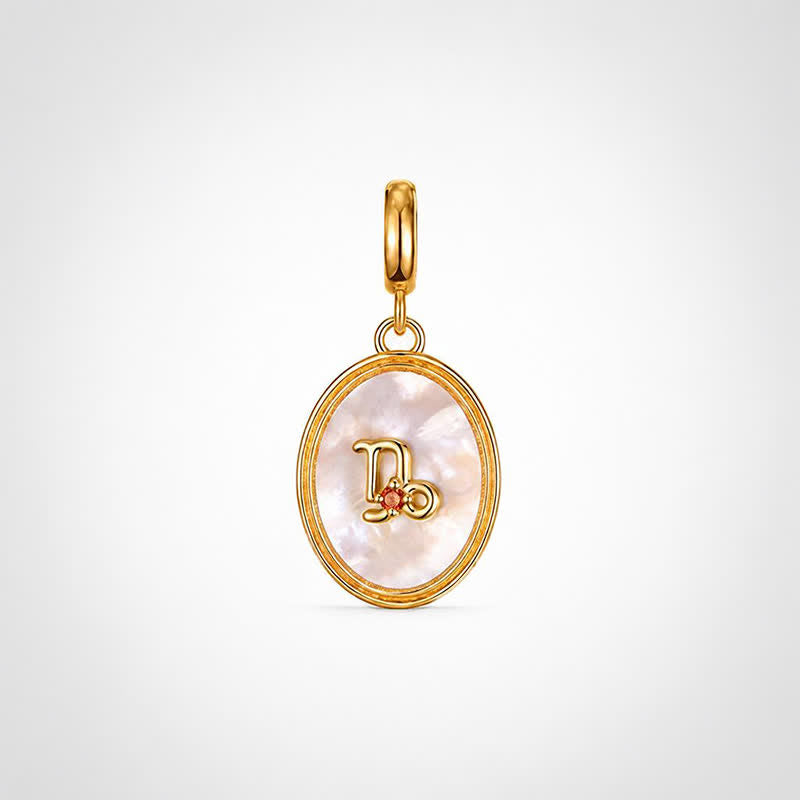 TaleClasp Capricorn White Shell Gold Pendant Charm - Golden - image 0