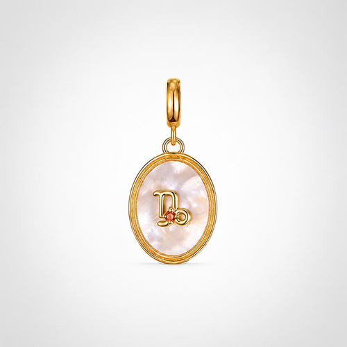 TaleClasp Capricorn White Shell Gold Pendant Charm - Golden - image 0
