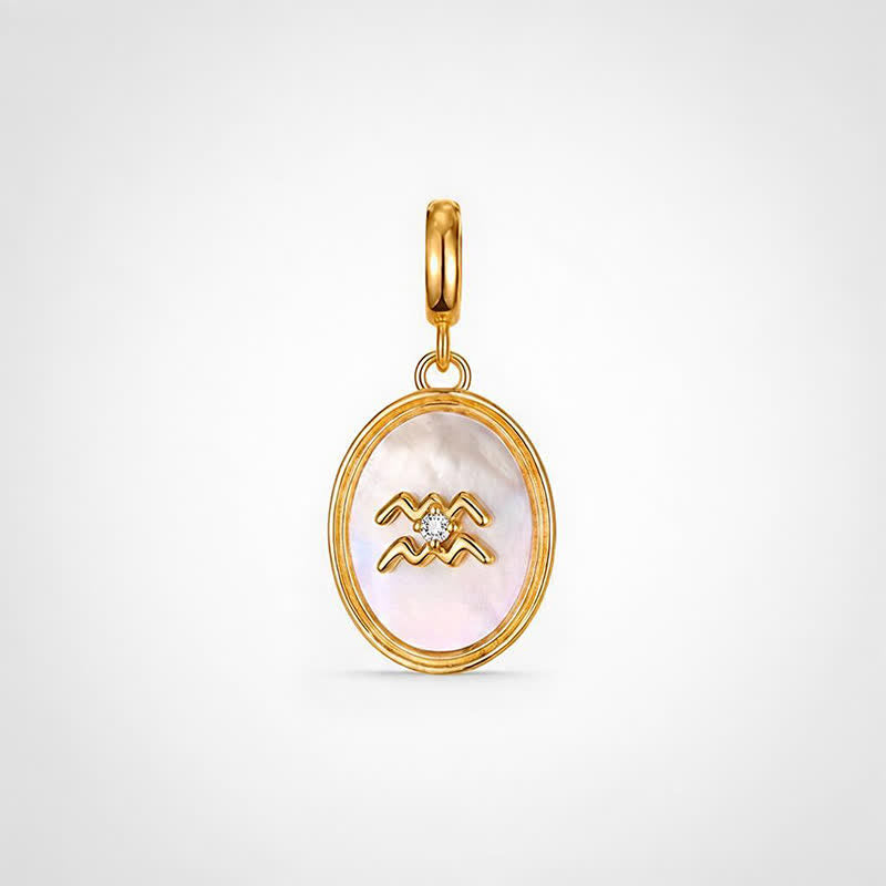 TaleClasp Aquarius White Shell Gold Pendant Charm - Golden - image 0