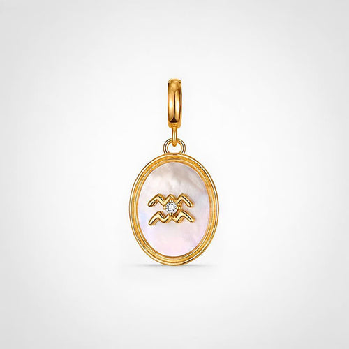 TaleClasp Aquarius White Shell Gold Pendant Charm - Golden - image 0