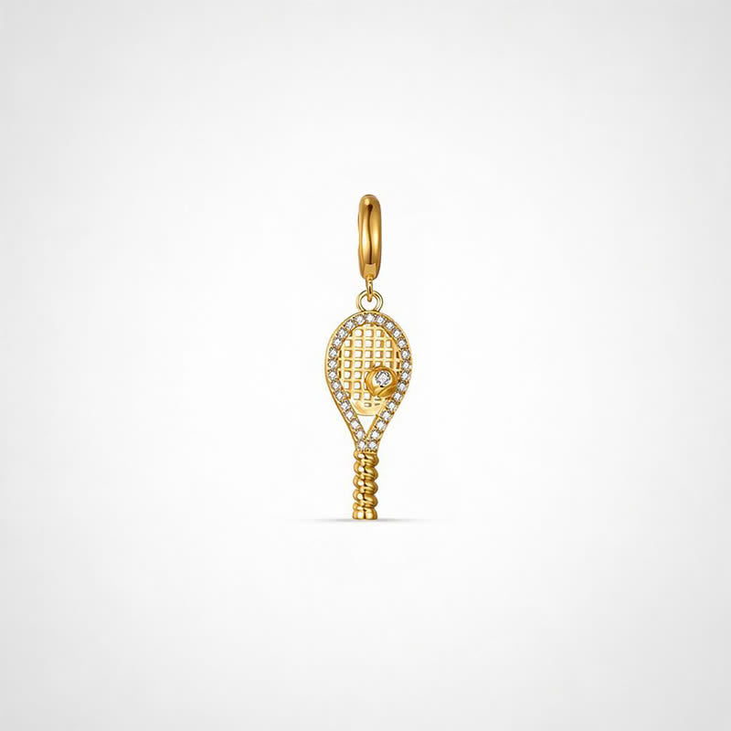 TaleClasp Pave Tennis Racket Gold Tone Statement Charm - Golden - image 0
