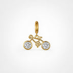 TaleClasp Gold Tone Crystal Bicycle Dainty Statement Charm - Golden - image 0