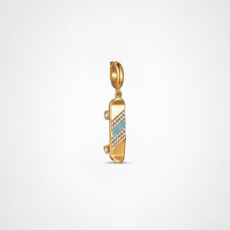 TaleClasp Golden Skateboard Blue Charm - Golden - image 0