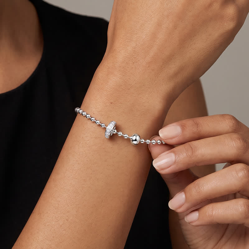 TaleClasp Dainty Silver Tone Beaded Bracelet - image 1