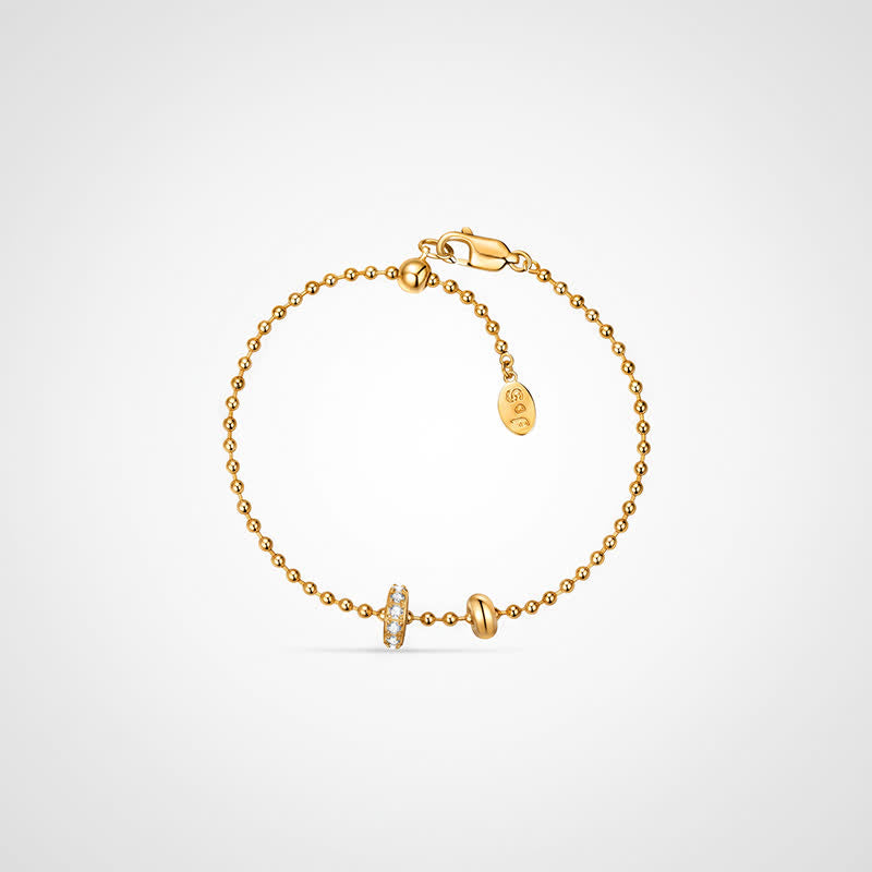 TaleClasp Gold Beaded Pave Accent Adjustable Bracelet - Golden - image 0