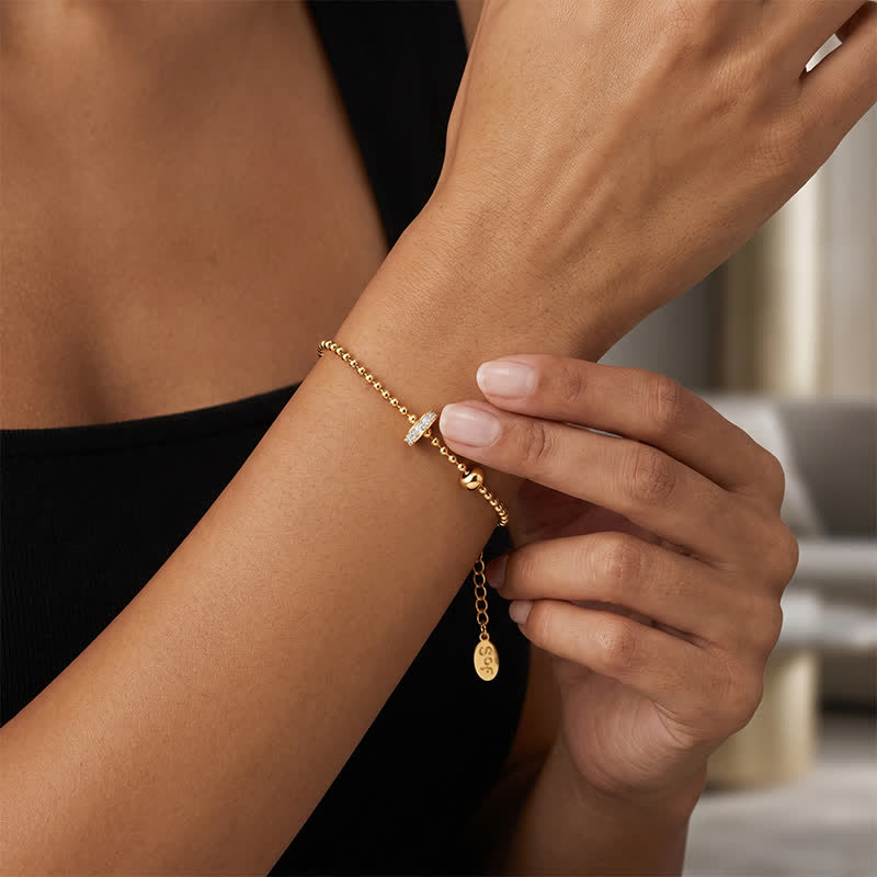 TaleClasp Gold Beaded Pave Accent Adjustable Bracelet - image 1