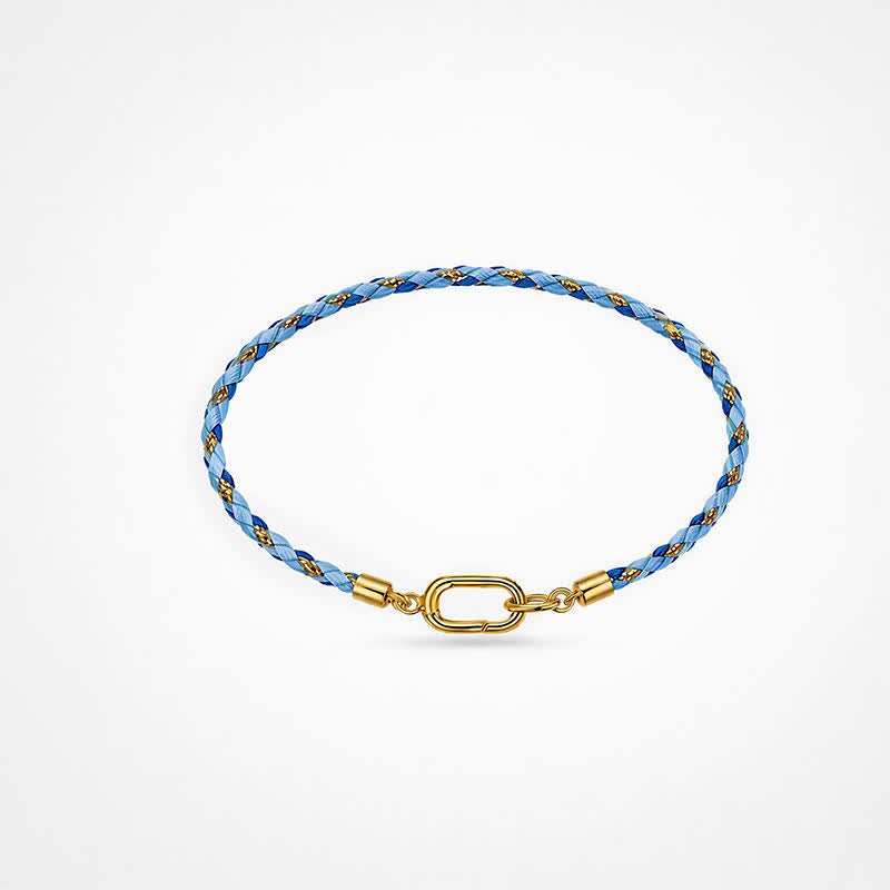 TaleClasp Two Tone Blue Braided Rope Gold Clasp Bracelet - Blue - image 0
