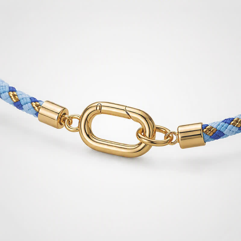 TaleClasp Two Tone Blue Braided Rope Gold Clasp Bracelet - image 3