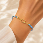 TaleClasp Two Tone Blue Braided Rope Gold Clasp Bracelet - image 1