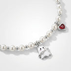 TaleClasp Pearl Beaded Ghost and Red Heart Charm Choker Necklace - image 3