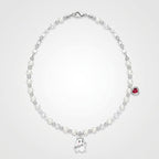 TaleClasp Pearl Beaded Ghost and Red Heart Charm Choker Necklace - image 4