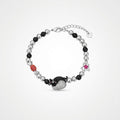 TaleClasp Black Cat Crystal Heart Charm Beaded Bracelet - Silver - image 0