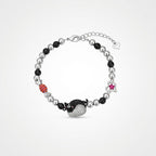 TaleClasp Black Cat Crystal Heart Charm Beaded Bracelet - Silver - image 0