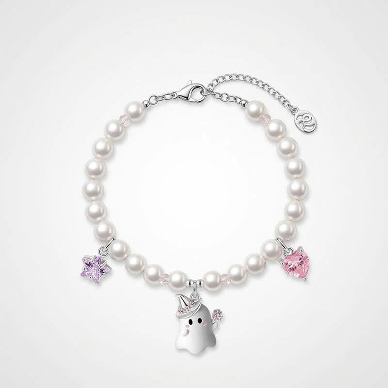 TaleClasp Sweet Pearl Ghost Charm Bracelet - White - image 0