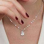 TaleClasp Pearl Ghost Charm Heart Crystal Collar Necklace - image 1