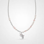 TaleClasp Pearl Ghost Charm Heart Crystal Collar Necklace - White - image 0