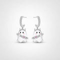 TaleClasp Sweet Ghost Heart Charm Huggie Earrings - Silver - image 0