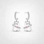 TaleClasp Sweet Ghost Heart Charm Huggie Earrings - Silver - image 0