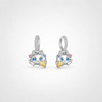 TaleClasp Halloween Cat Colored Stones Earrings - Silver - image 0