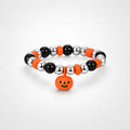 TaleClasp Halloween Pumpkin Charm Beaded Stretch Ring - Silver - image 0