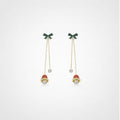TaleClasp Christmas Bell and Bow Crystal Drop Earrings - Golden - image 0