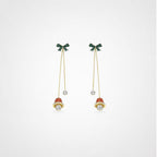 TaleClasp Christmas Bell and Bow Crystal Drop Earrings - Golden - image 0