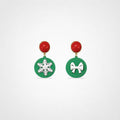 TaleClasp Holiday Snowflake and Bow Drop Earrings - Green - image 0