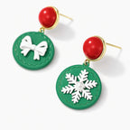 TaleClasp Holiday Snowflake and Bow Drop Earrings - image 3