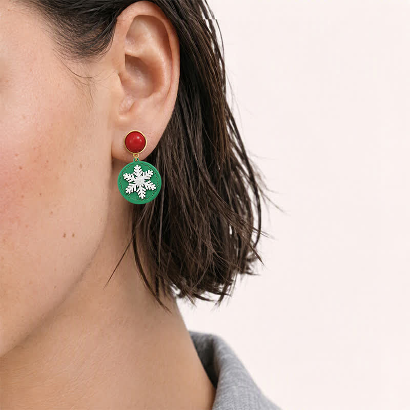 TaleClasp Holiday Snowflake and Bow Drop Earrings - image 1