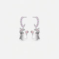 TaleClasp Pink Crystal Ghost Charm Hoop Earrings - Silver - image 0