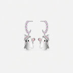 TaleClasp Pink Crystal Ghost Charm Hoop Earrings - Silver - image 0