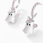 TaleClasp Pink Crystal Ghost Charm Hoop Earrings - image 3