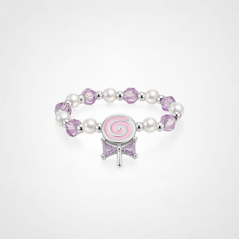 TaleClasp Candy Swirl Pearl and Lilac Beaded Bead Ring - Pink - image 0