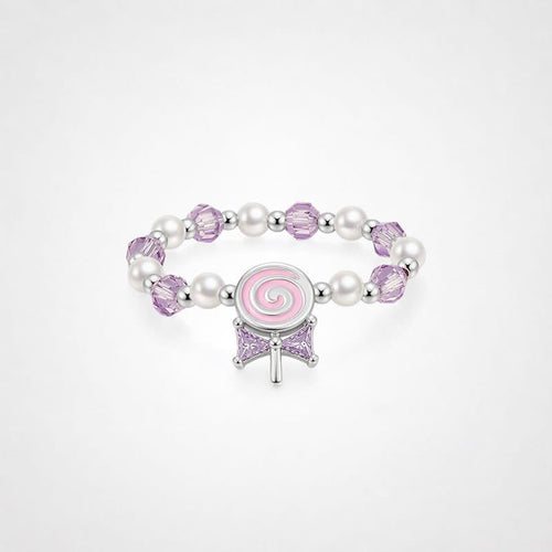 TaleClasp Candy Swirl Pearl and Lilac Beaded Bead Ring - Pink - image 0