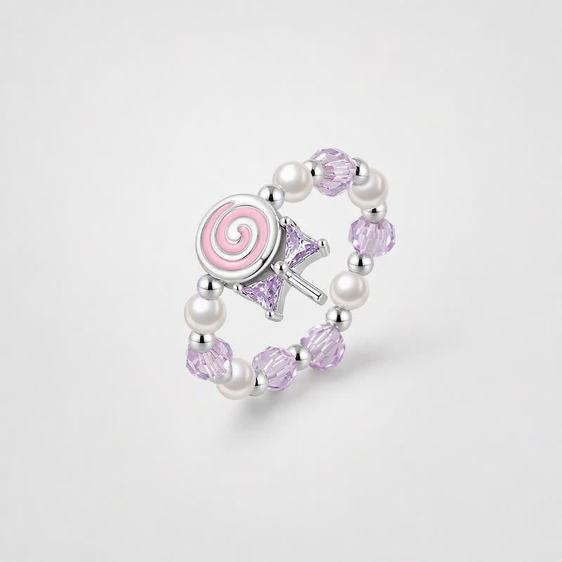 TaleClasp Candy Swirl Pearl and Lilac Beaded Bead Ring - image 3