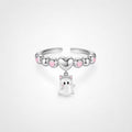 TaleClasp Sweet Heart Cute Ghost Charm Ring - Silver - image 0