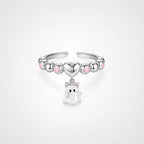 TaleClasp Sweet Heart Cute Ghost Charm Ring - Silver - image 0