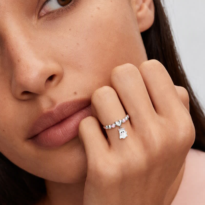 TaleClasp Sweet Heart Cute Ghost Charm Ring - image 1