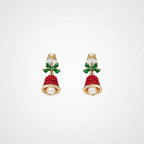 TaleClasp Crystal Bell Pearl Charm Drop Earrings - Red - image 0