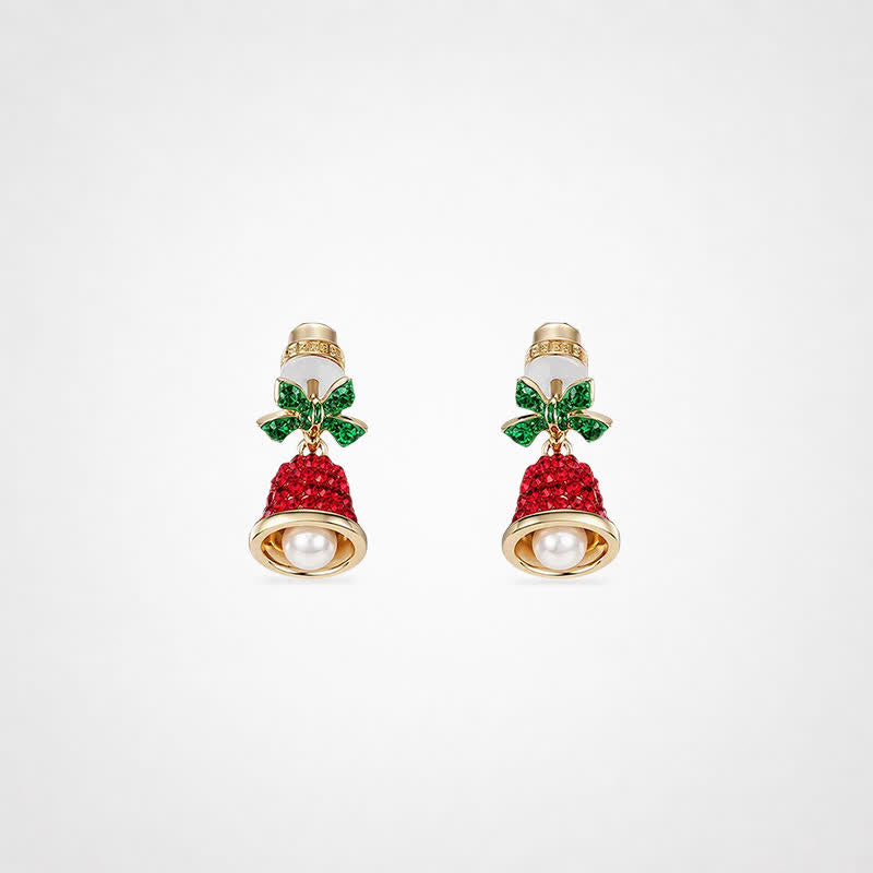 TaleClasp Crystal Bell Pearl Charm Drop Earrings - Red - image 0