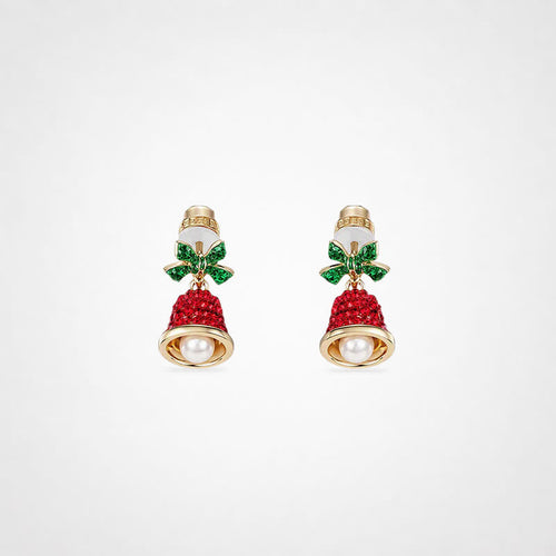 TaleClasp Crystal Bell Pearl Charm Drop Earrings - Red - image 0