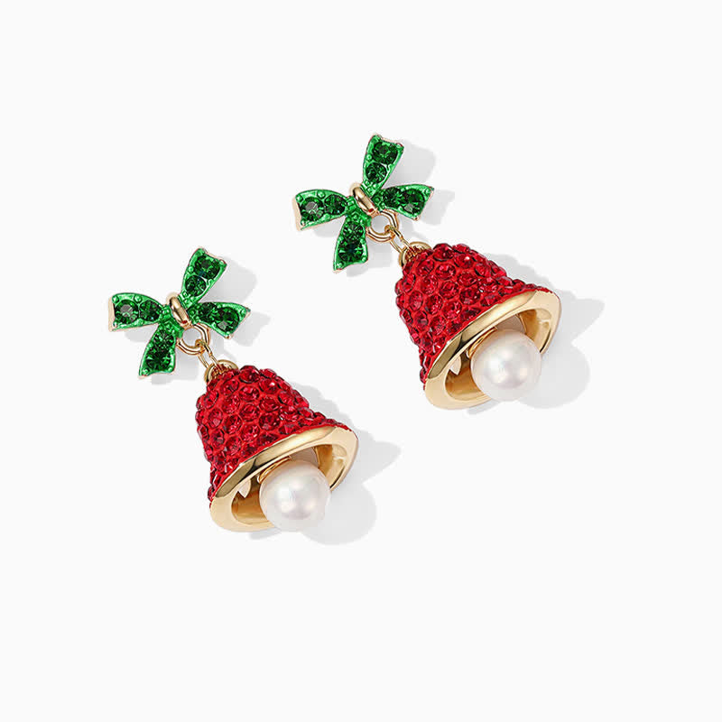 TaleClasp Crystal Bell Pearl Charm Drop Earrings - image 3