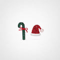 TaleClasp Festive Candy Cane Santa Hat Crystal Stud Earrings - Red - image 0