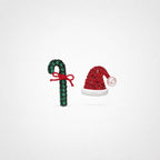 TaleClasp Festive Candy Cane Santa Hat Crystal Stud Earrings - Red - image 0