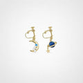 TaleClasp Celestial Moon Planet Asymmetrical Clip-On Earrings - Golden - image 0