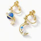 TaleClasp Celestial Moon Planet Asymmetrical Clip-On Earrings - image 5