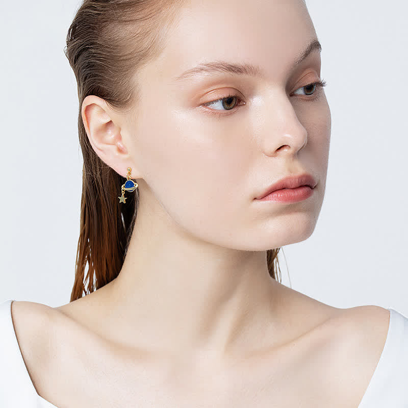 TaleClasp Celestial Moon Planet Asymmetrical Clip-On Earrings - image 3