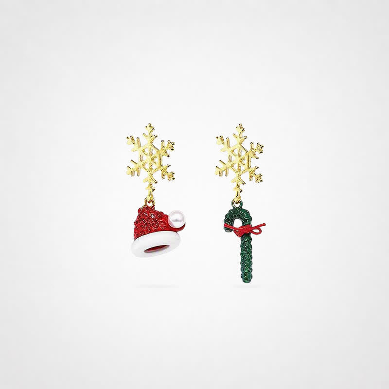 TaleClasp Festive Snowflake Santa Hat Candy Cane Drop Earrings - Multicolor - image 0